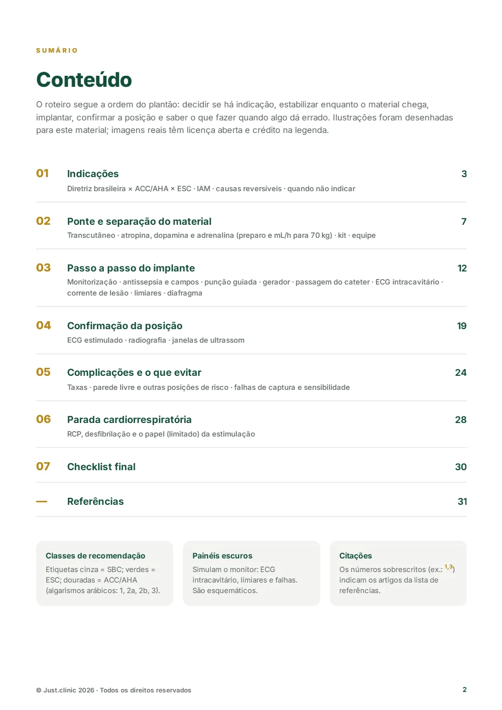 Sumário do e-book Marca-passo provisório transvenoso